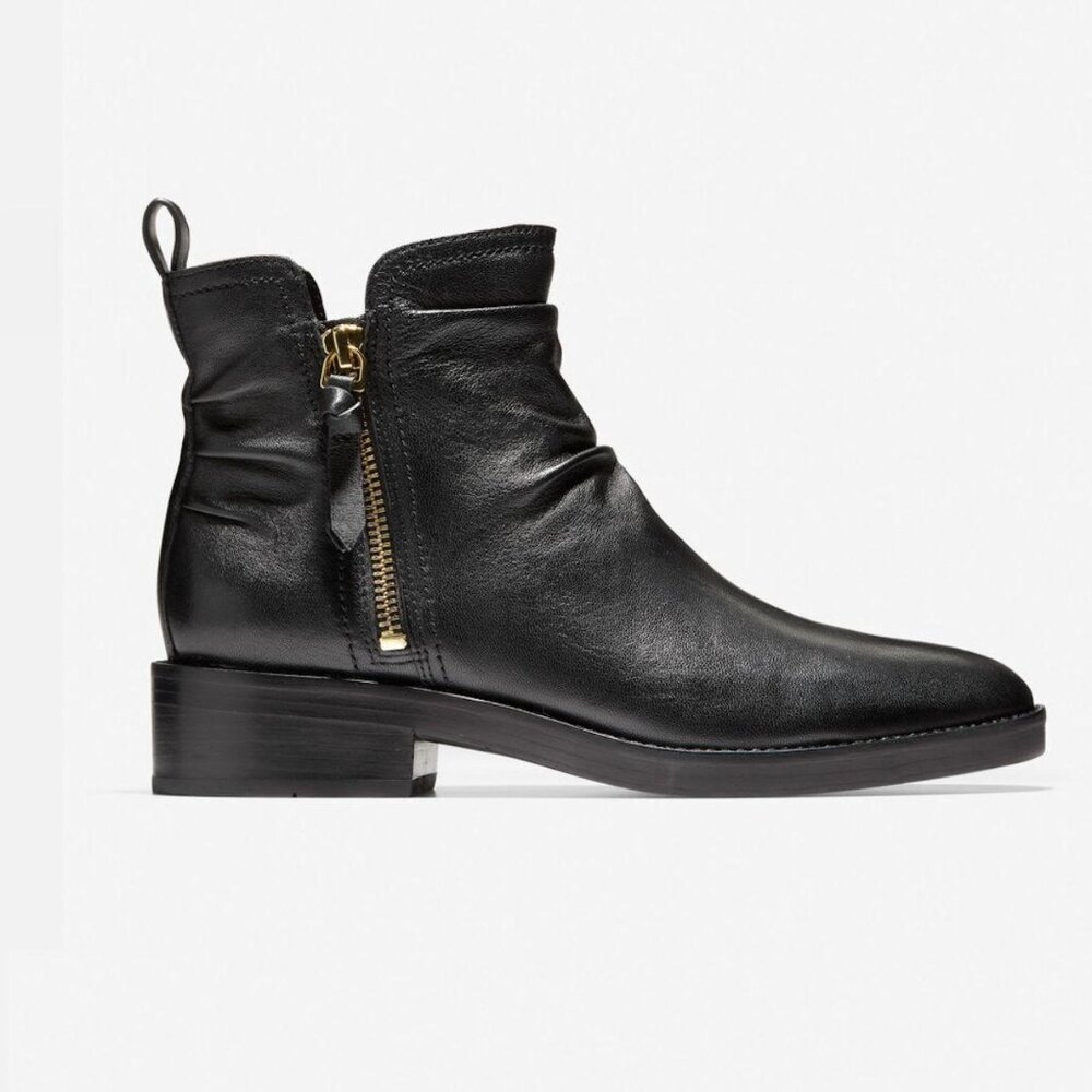 NIB Cole Haan Harrington GrandSlouch Leather Bootie Black Size 6B.